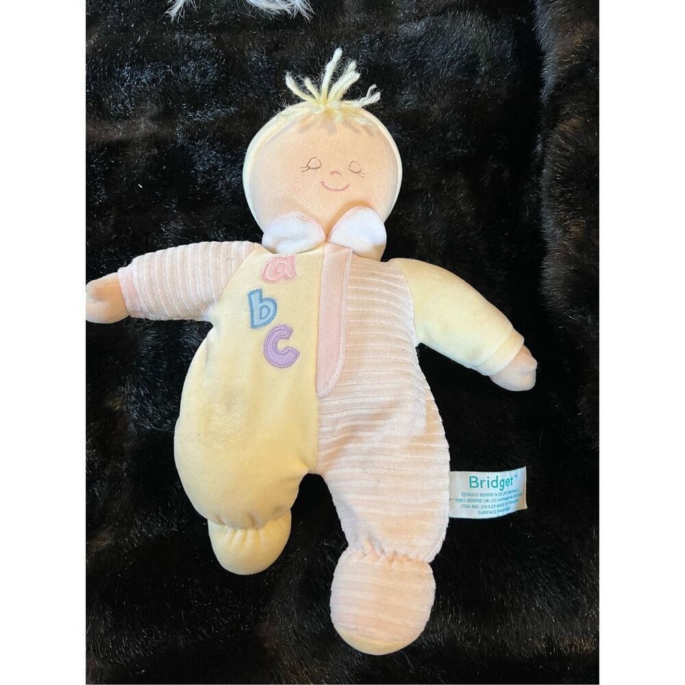 Russ Berrie ABC Bridget Doll Vintage 90s Yellow Plush Stuffed Animal 12” Inch So